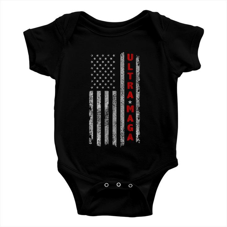 Ultra Maga Us Flag American Patriotic Trump Supporter Baby Onesie