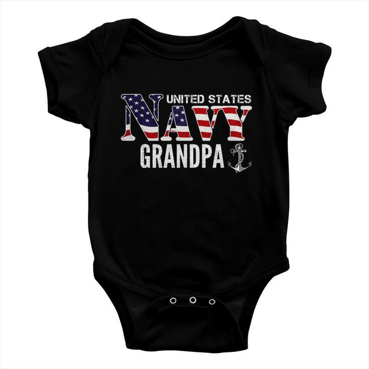 United States Vintage Navy With American Flag Grandpa Gift Great Gift Baby Onesie