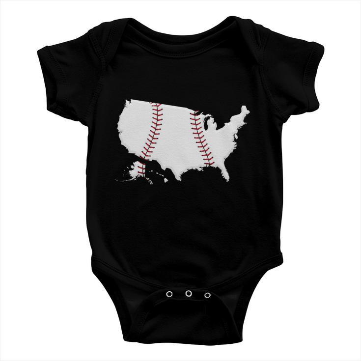 Us Map American Baseball Baby Onesie