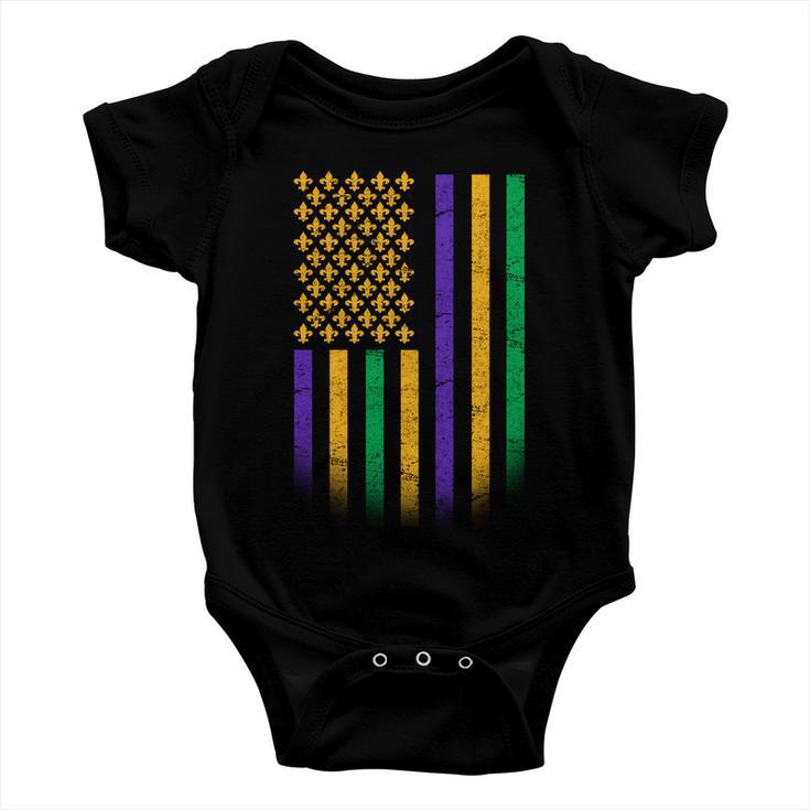 Us Mardi Gras Flag Celebration Baby Onesie