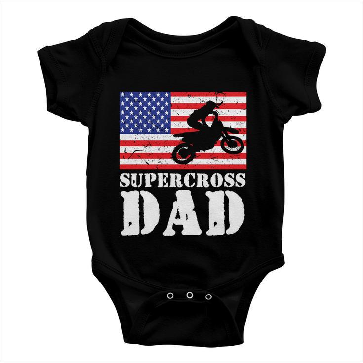 Usa American Distressed Flag Supercross Dad Men For Him Gift Baby Onesie