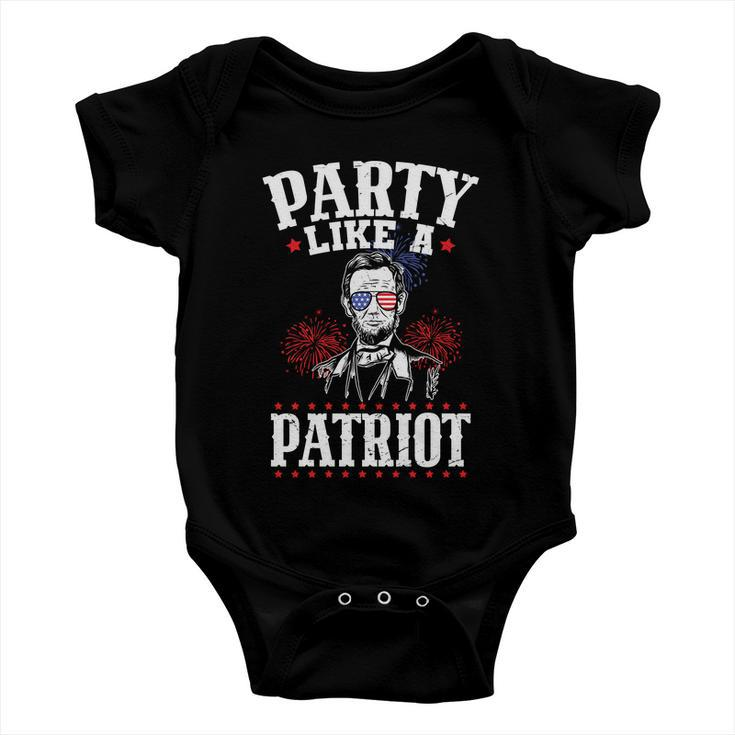 Usa Flag Design Party Like A Patriot Plus Size Shirt For Men Women And Family Baby Onesie