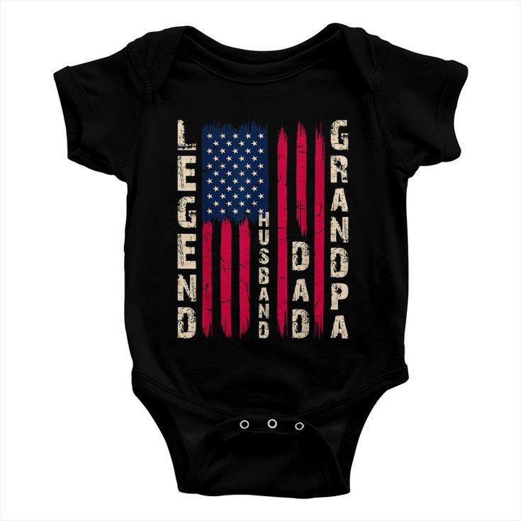 Usa Flag Fathers Day Dad The Legend Husband Dad Grandpa Baby Onesie