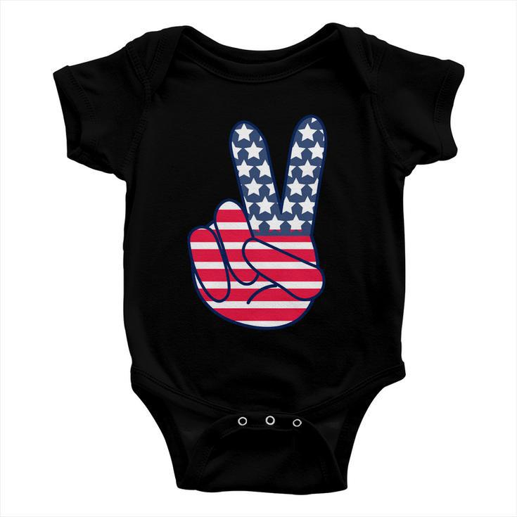 Usa Simple Peace Sign Baby Onesie