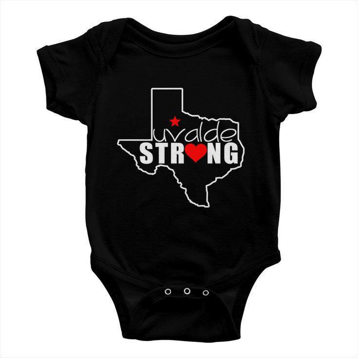 Uvalde Strong Texas Map Heart Tshirt Baby Onesie