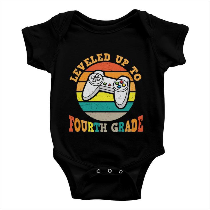 Video Game Back To School Leveled Up To Fourth Grade Vintage Baby Onesie