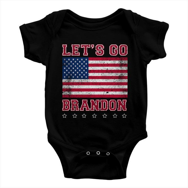 Vintage Lets Go Brandon American Flag Tshirt Baby Onesie