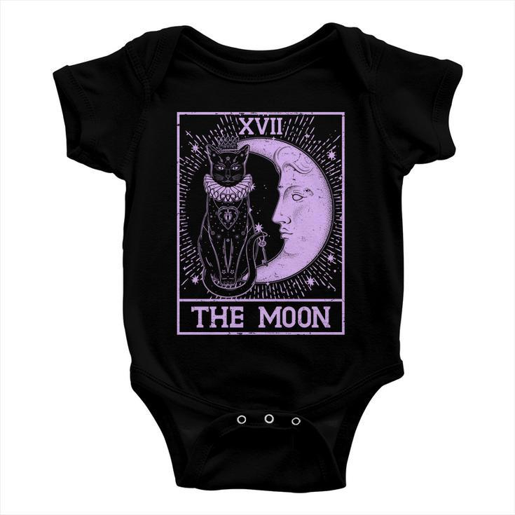 Vintage Tarot Card Xvii The Moon Black Cat Baby Onesie
