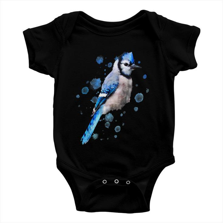 Watercolor Blue Jay Bird Artistic Animal Artsy Painting Baby Onesie