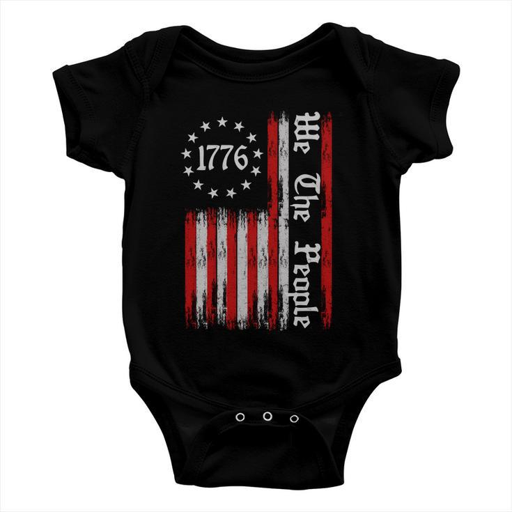 We The People 1776 Distressed Usa American Flag Baby Onesie