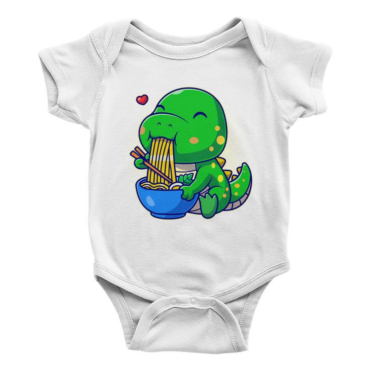 Cute Baby Dino Trex Eating Ramen Noodles Baby Onesie