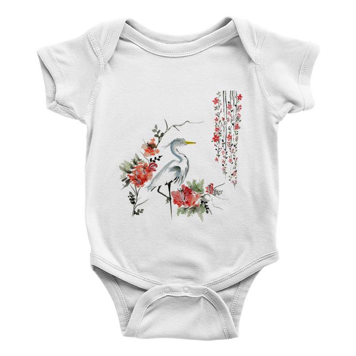 Japanese Art Crane Bird Garden Stylish Design Baby Onesie