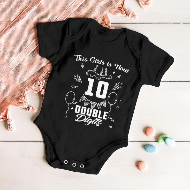 10Th Birthday Funny Gift Great Gift This Girl Is Now 10 Double Digits Cute Gift Baby Onesie
