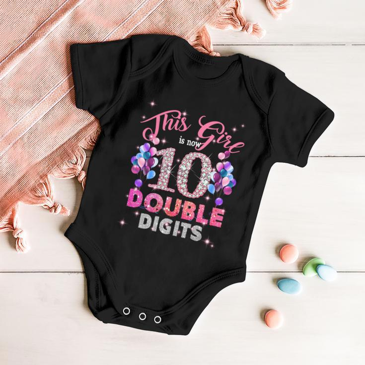10Th Birthday Funny Gift This Girl Is Now 10 Double Digits Meaningful Gift Baby Onesie