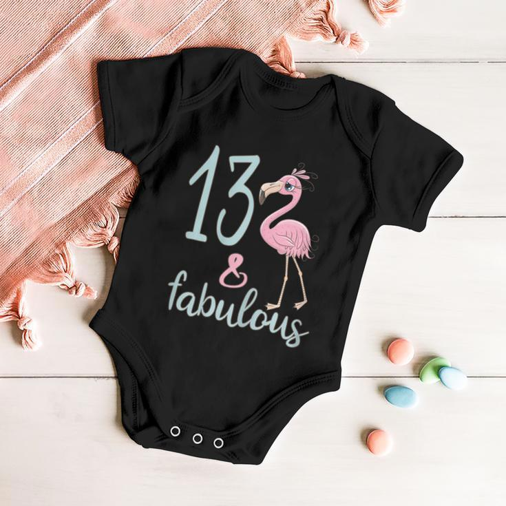 13Th Birthday Flamingo Outfit Girls 13 Year Old Bday Baby Onesie
