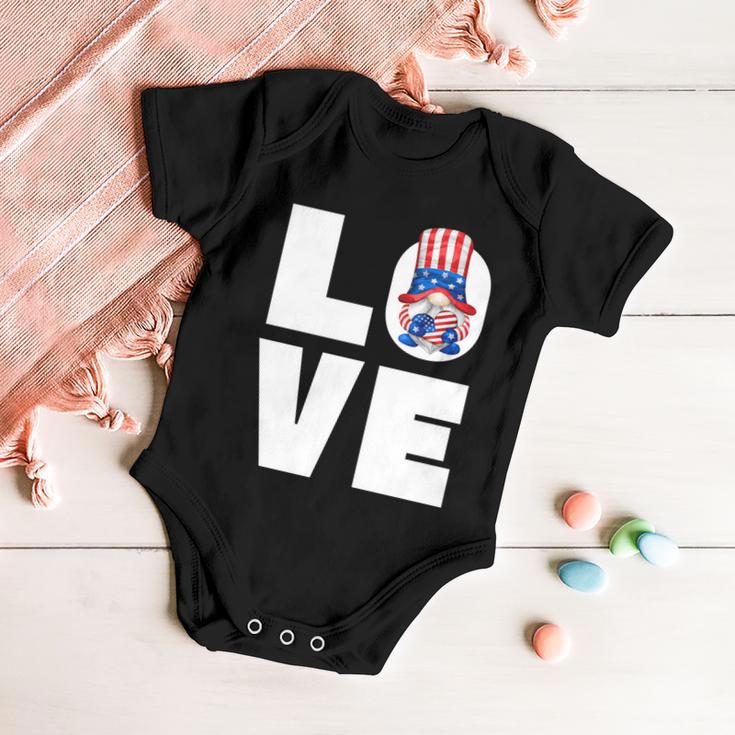 4Th Of July Gnome For Women Patriotic American Flag Heart Gift Baby Onesie