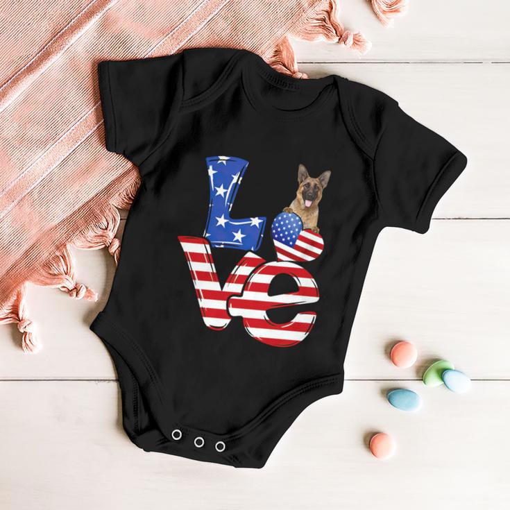 4Th Of July Patriotic Love German Shepherd American Flag Gift Baby Onesie