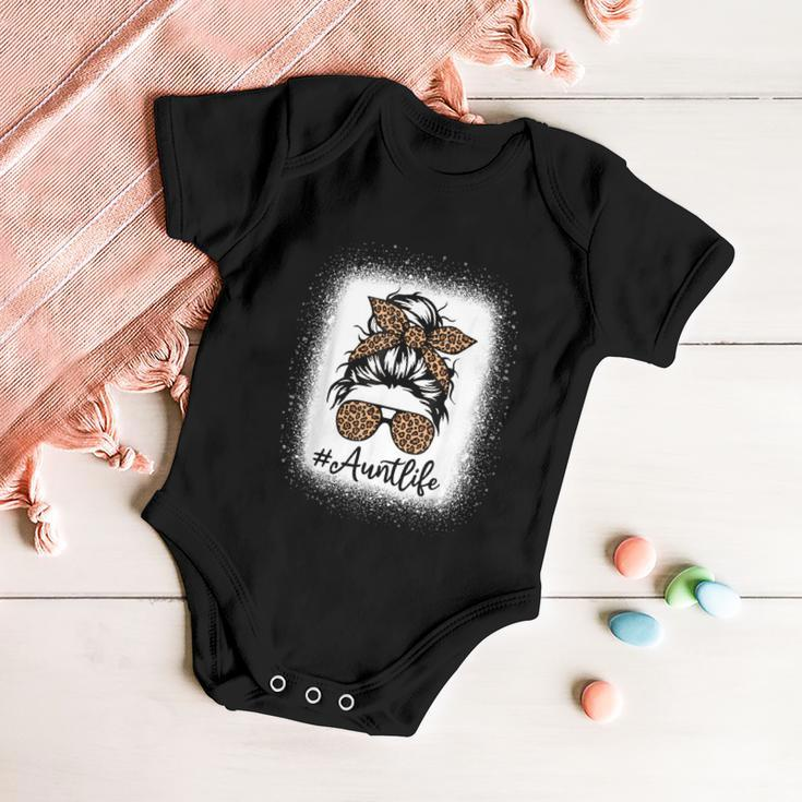 Aunt Life Leopard Messy Bun Aunt Life Bleached ChristmasBaby Onesie