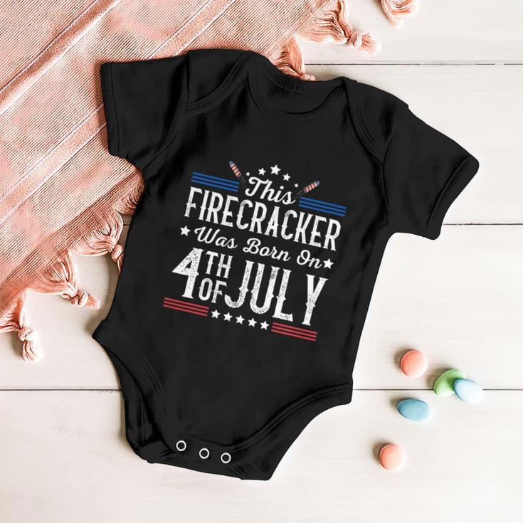Birthday Patriotic This Firecracker Was Born On 4Th Of July Gift Baby Onesie