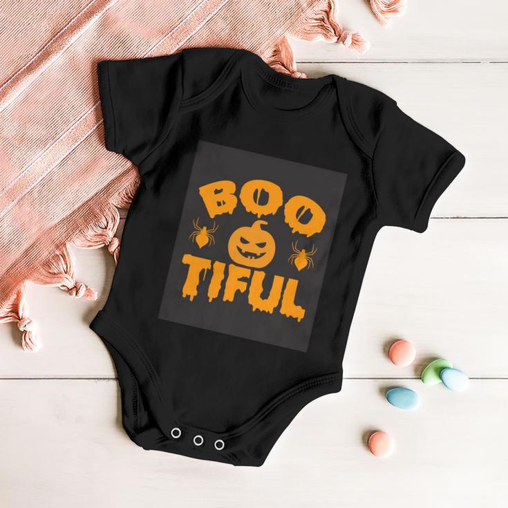 Boo Tiful Pumpkin Halloween Quote Baby Onesie