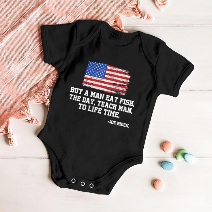 Buy A Man Eat Fish Joe Biden Usa American Flag Tshirt Baby Onesie