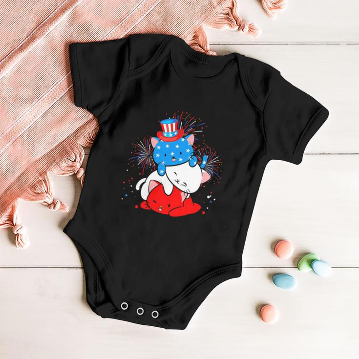 Cat Lovers American Flag 4Th Of July Funny Baby Onesie