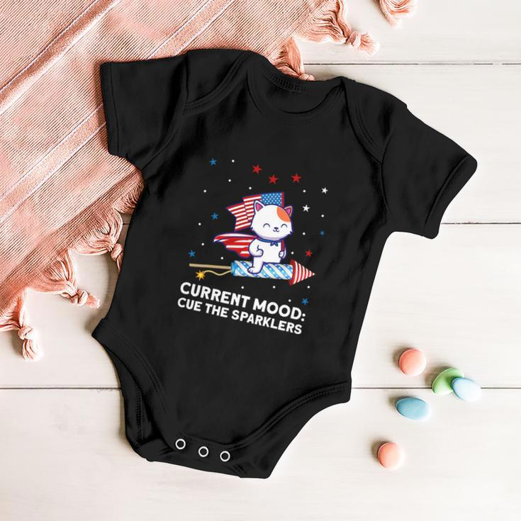 Current Mood Cue The Sparklers 4Th Of July Baby Onesie