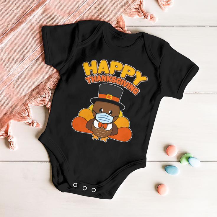 Cute Happy Thanksgiving Quarantine Turkey Mask Tshirt Baby Onesie