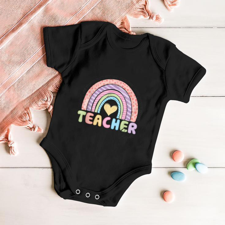 Cute Rainbow Teacher Life Teacher Last Day Of School Baby Onesie