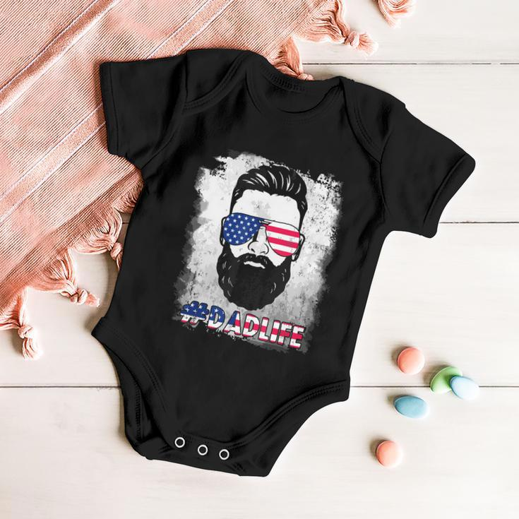 Dad Life Beard Sunglasses Usa Flag Fathers Day 4Th Of July Baby Onesie