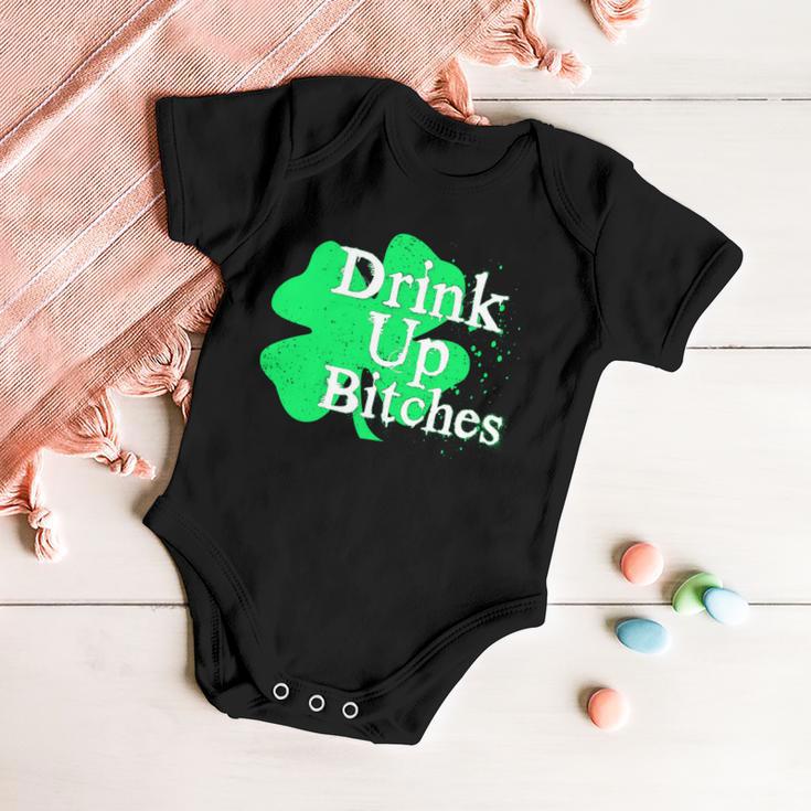 Drink Up Bitches St Patricks Day Clover Baby Onesie