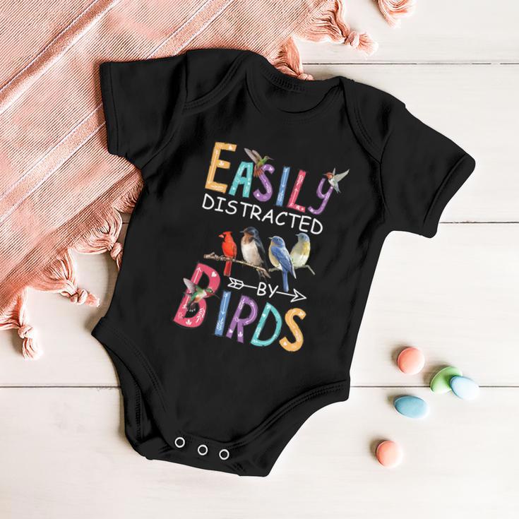 Easily Distracted By Birds Gift Funny Bird Gift V2 Baby Onesie