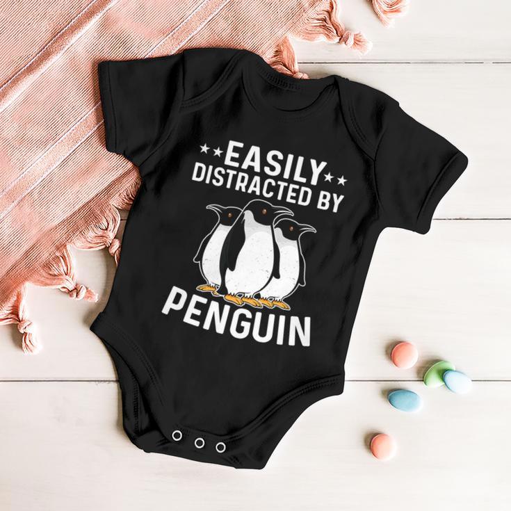 Easily Distracted By Penguins Gentoo Adelie Penguin Lovers Gift Baby Onesie