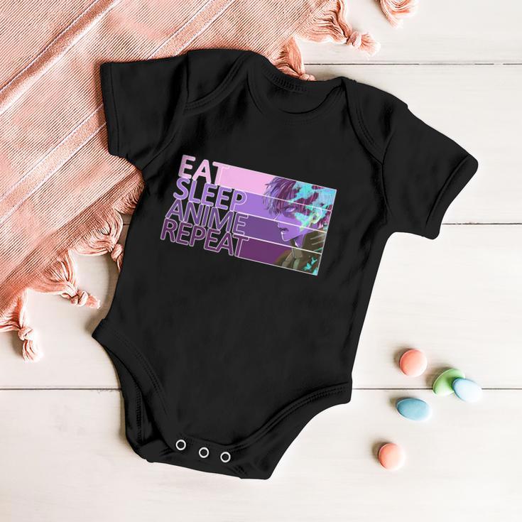 Eat Sleep Anime Repeat Funny Cartoon Baby Onesie