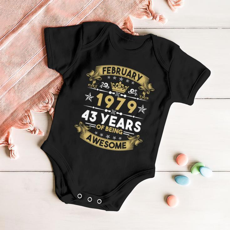 February 1979 43 Years Of Being Awesome Funny 43Rd Birthday Baby Onesie