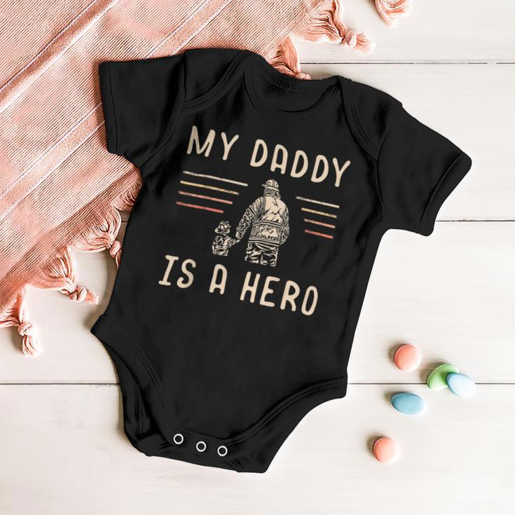 Firefighter Usa Flag My Daddy Is A Hero Firefighting Firefighter Dad Baby Onesie