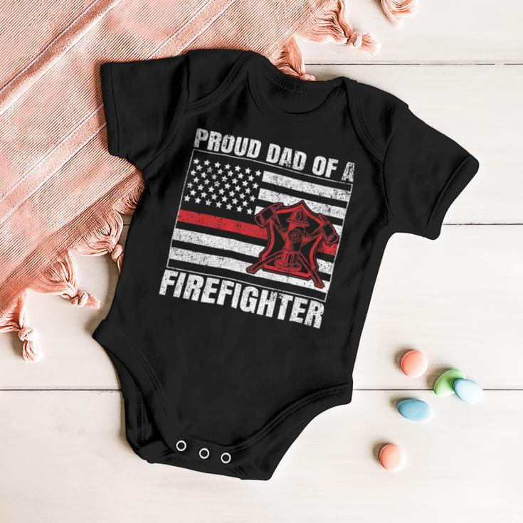 Firefighter Vintage Usa Flag Proud Dad Of A Firefighter Fathers Day Baby Onesie