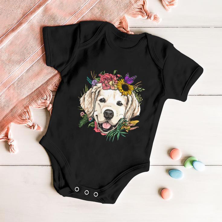 Floral Golden Retriever Dog Spring Nature Dog Lovers Gift Baby Onesie