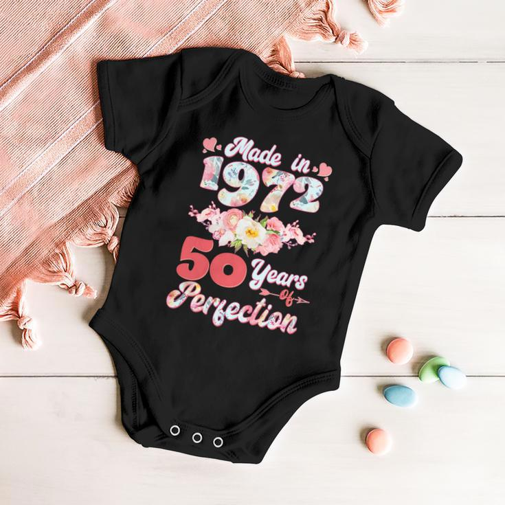 Flower Floral Made In 1972 50 Years Of Perfection 50Th Birthday Baby Onesie