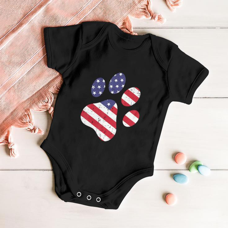 Funny Dog Paw American Flag Cute 4Th Of July Baby Onesie