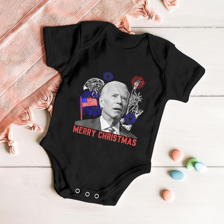 Funny Joe Biden Happy Christmas In July Usa Flag V3 Baby Onesie