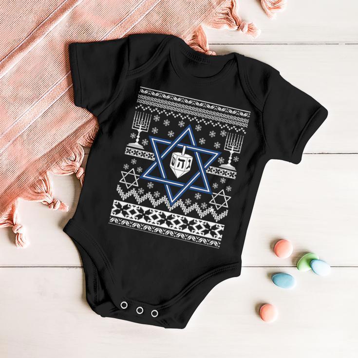 Hanukkah Ugly Christmas Sweater Baby Onesie