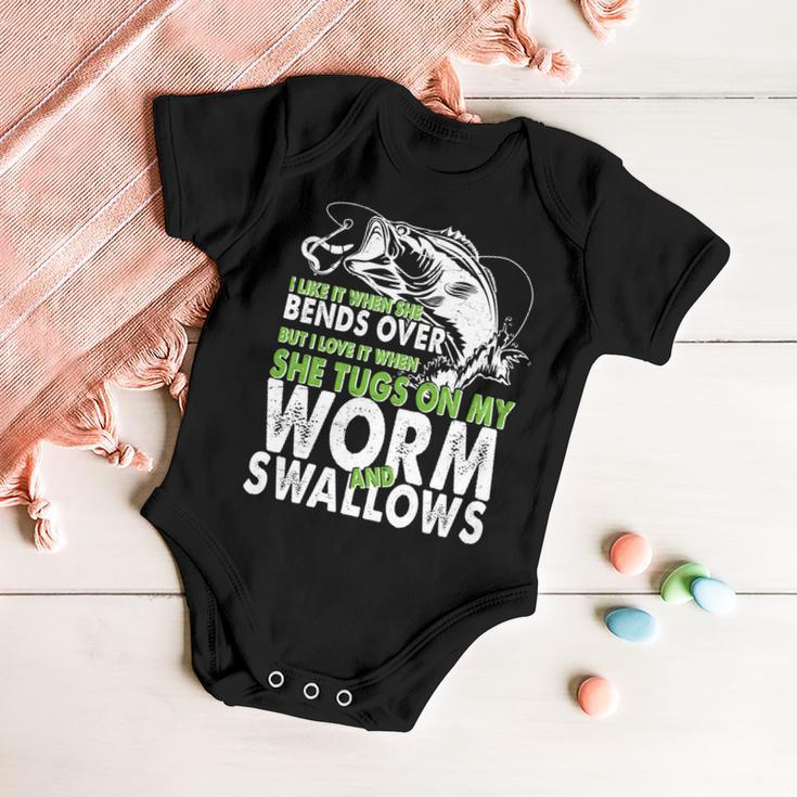 I Like It When She Bends Over Fishing Bait Tshirt Baby Onesie