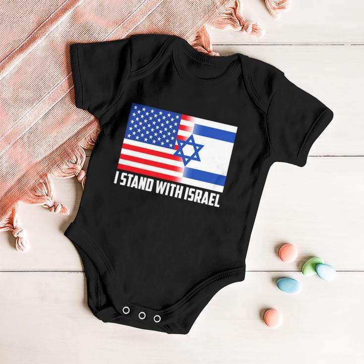 I Stand With Israel Usa Flags United Together Baby Onesie
