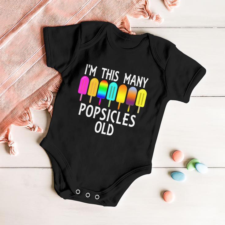 Im This Many Popsicles Old Funny 7Th Birthday Popsicle Cute Gift Baby Onesie