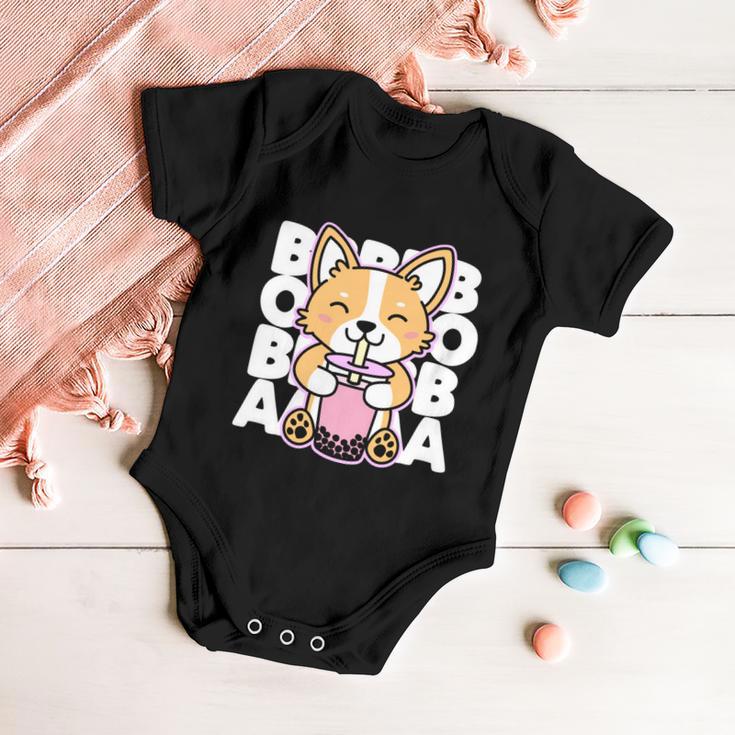 Kawaii Boba Cute Anime Dog Corgi Kawaii Tea Drjnk Dark Baby Onesie