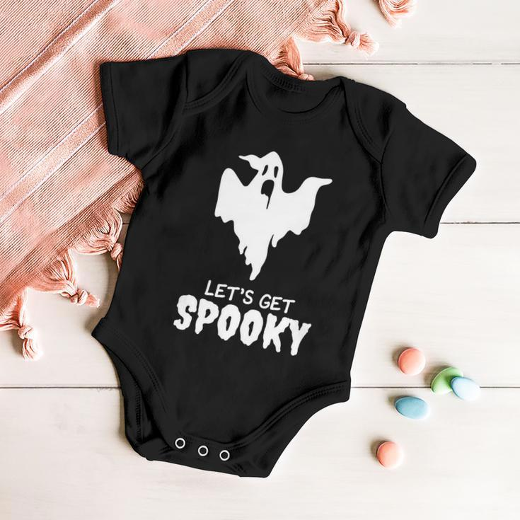 Lets Get Spooky Ghost Boo Halloween Quote Baby Onesie
