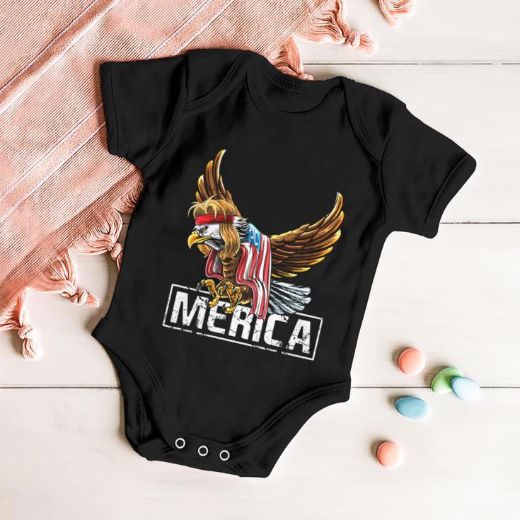 Merica Bald Eagle Mullet 4Th Of July American Flag Patriotic Gift Baby Onesie