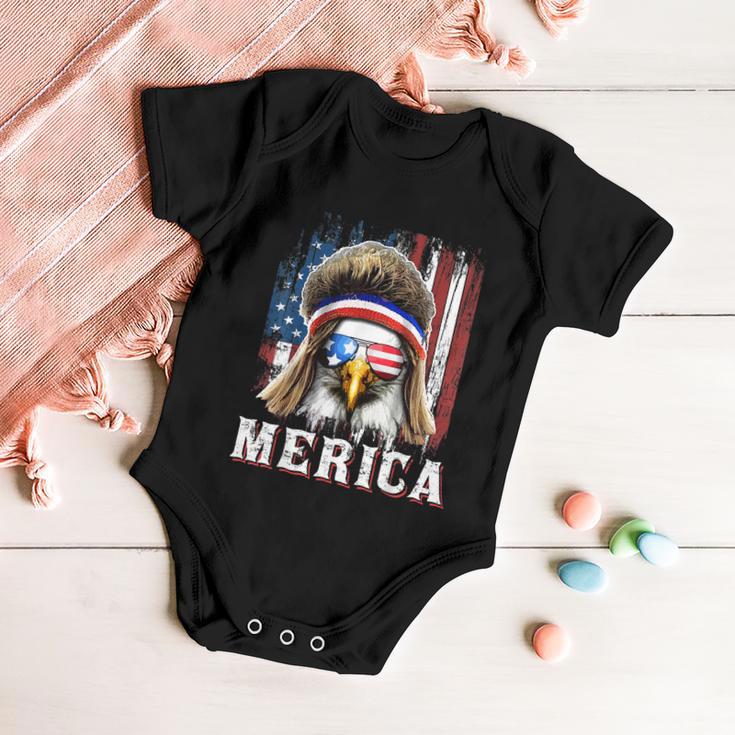 Merica Eagle Mullet 4Th Of July American Flag Stars Stripes Baby Onesie