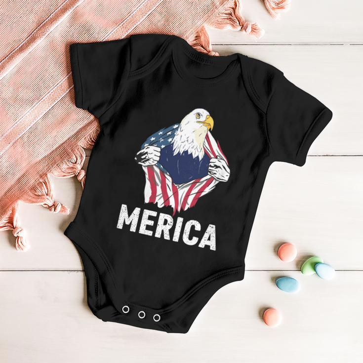 Merica Eagle Mullet 4Th Of July Funny Usa American Flag Great Gift Baby Onesie